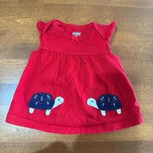 Child of Mine Red Short Sleeve Tee with Turtle Design